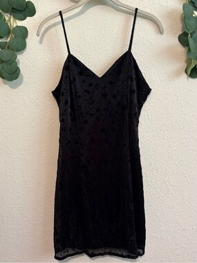 Vintage 90s Goth Black Velvet Floral Slip-Dress💕
